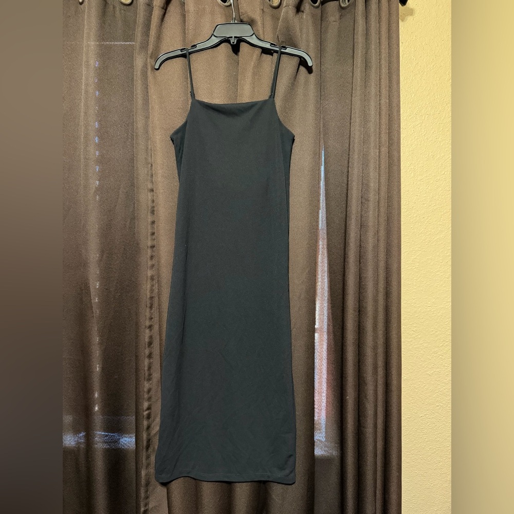 H&M Black Midi Dress with Spaghetti Straps